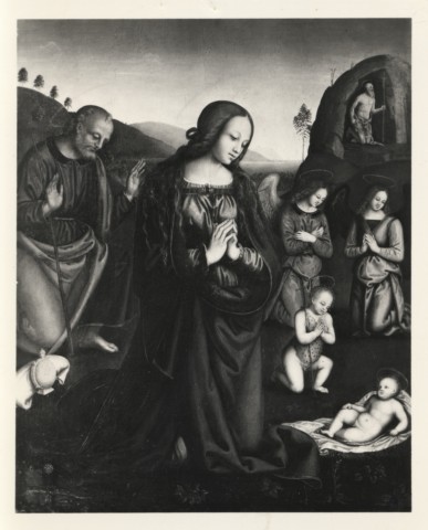 Burloni — Pittore umbro del sec. XVI. La vergine adorante il Bambino. Belluno - Museo Civico — insieme